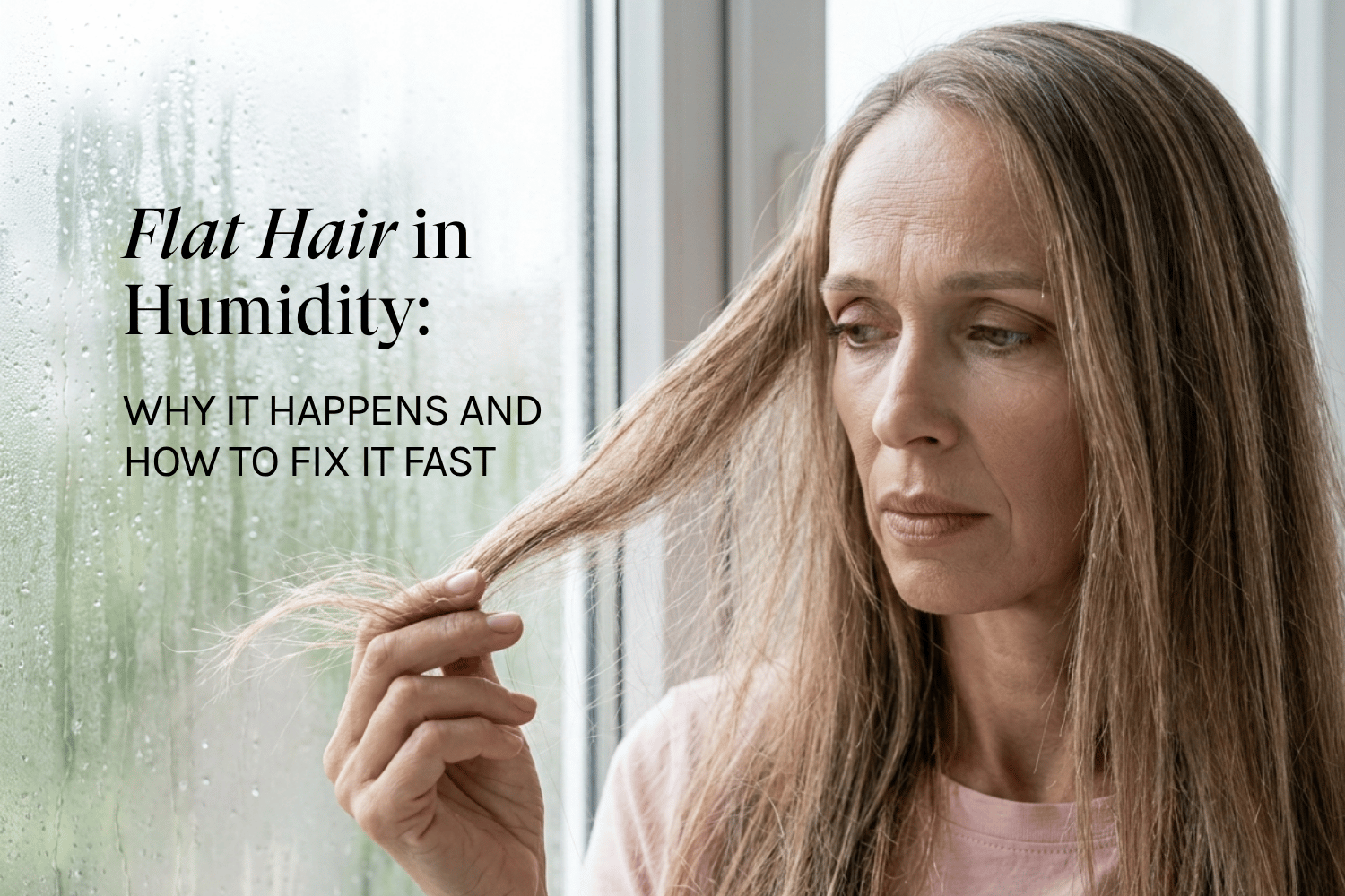woman with flat hair from humidity