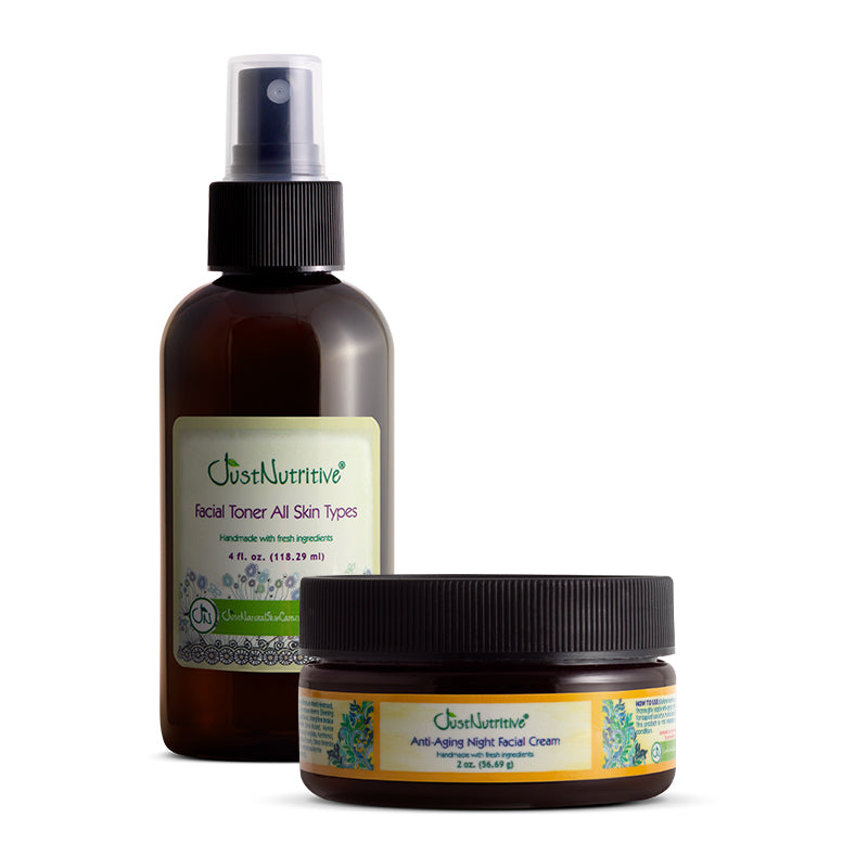 Just Nutritive Anti-Aging Nighttime Duo: Facial Toner All Skin Types and Anti-Aging Night Facial Cream