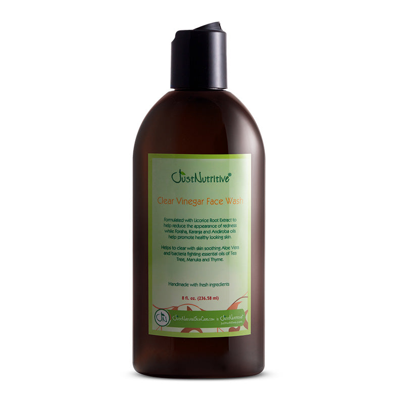 Just Nutritive Clear Vinegar Face Wash, 8 oz amber bottle
