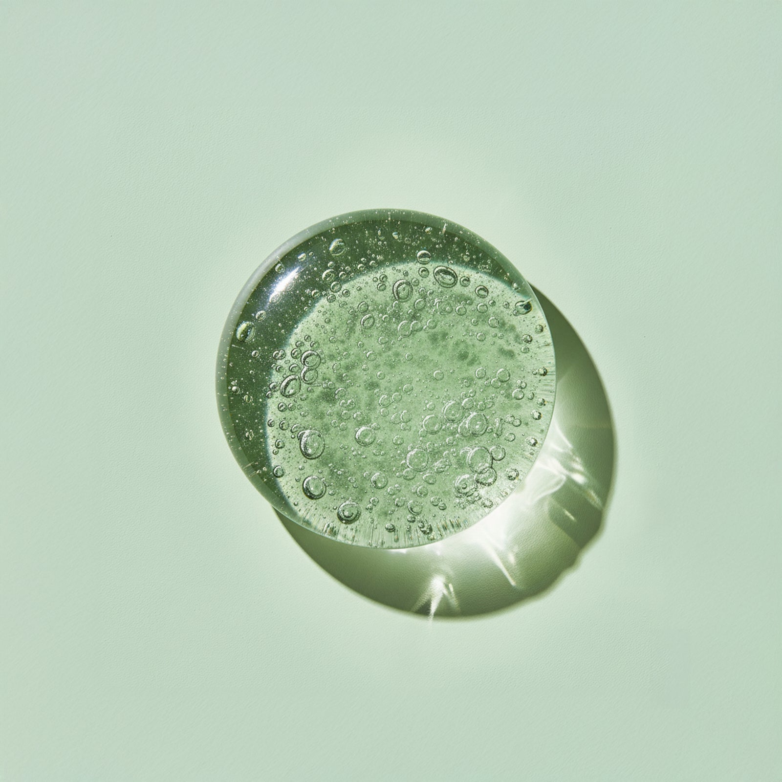 Clear bubble on a light green background