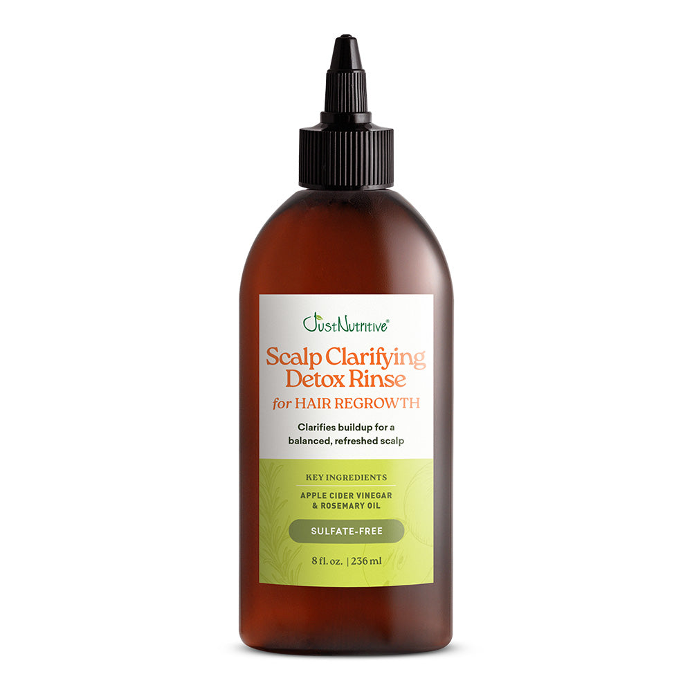 Just Nutritive Scalp Clarifying Detox Rinse bottle against a clean background
