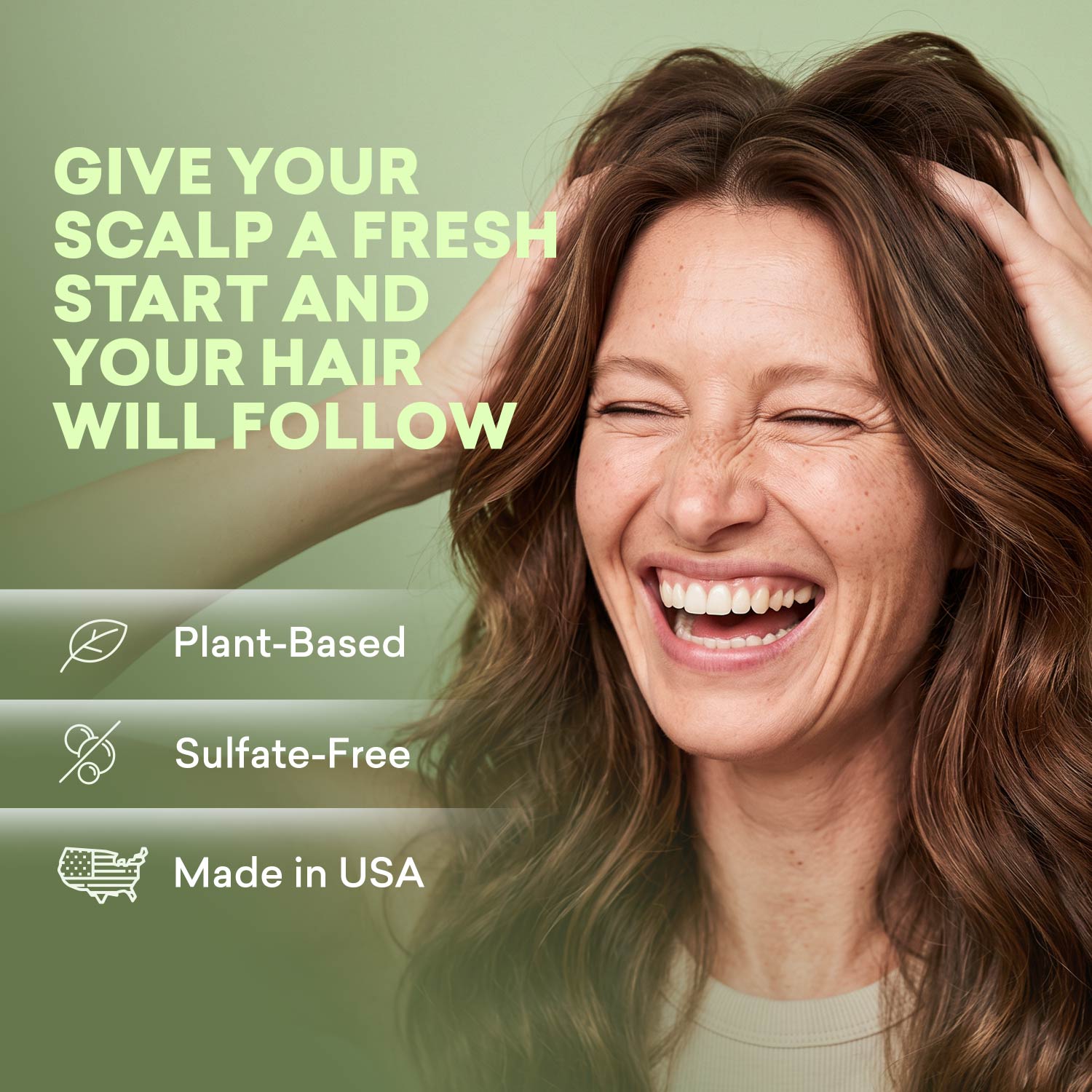 Scalp detox headline highlighting fuller-looking hair with formula badges