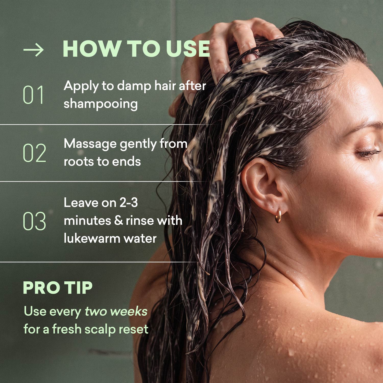 Step-by-step usage instructions for the clarifying rinse