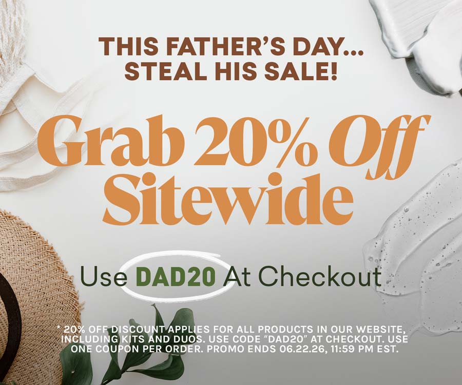 Promotional Father's Day sale advertisement with text and a blurred background.