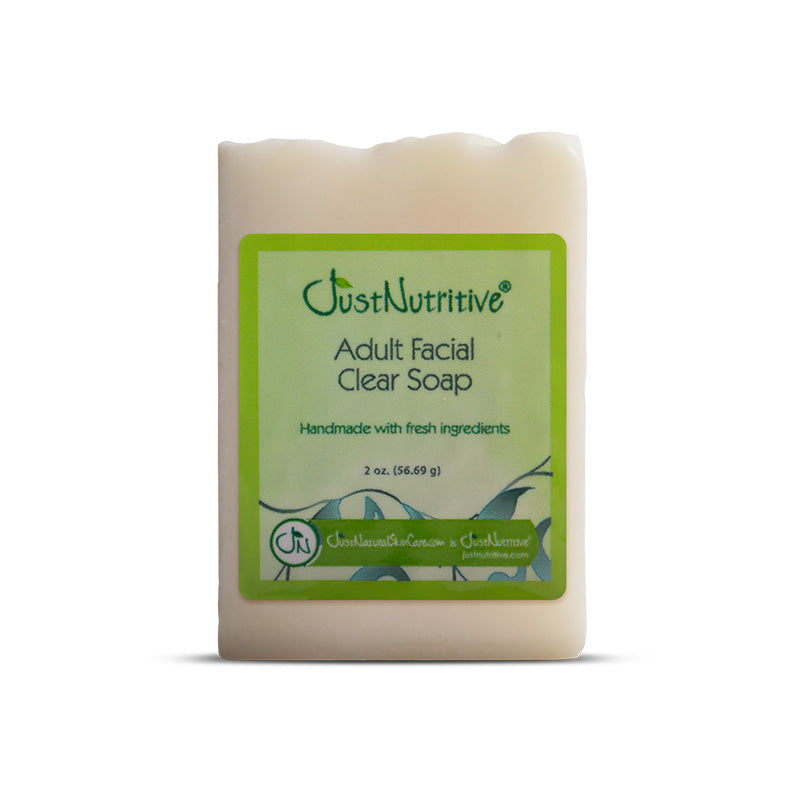 Bar of Just Nutritive adult facial clear soap on a white background