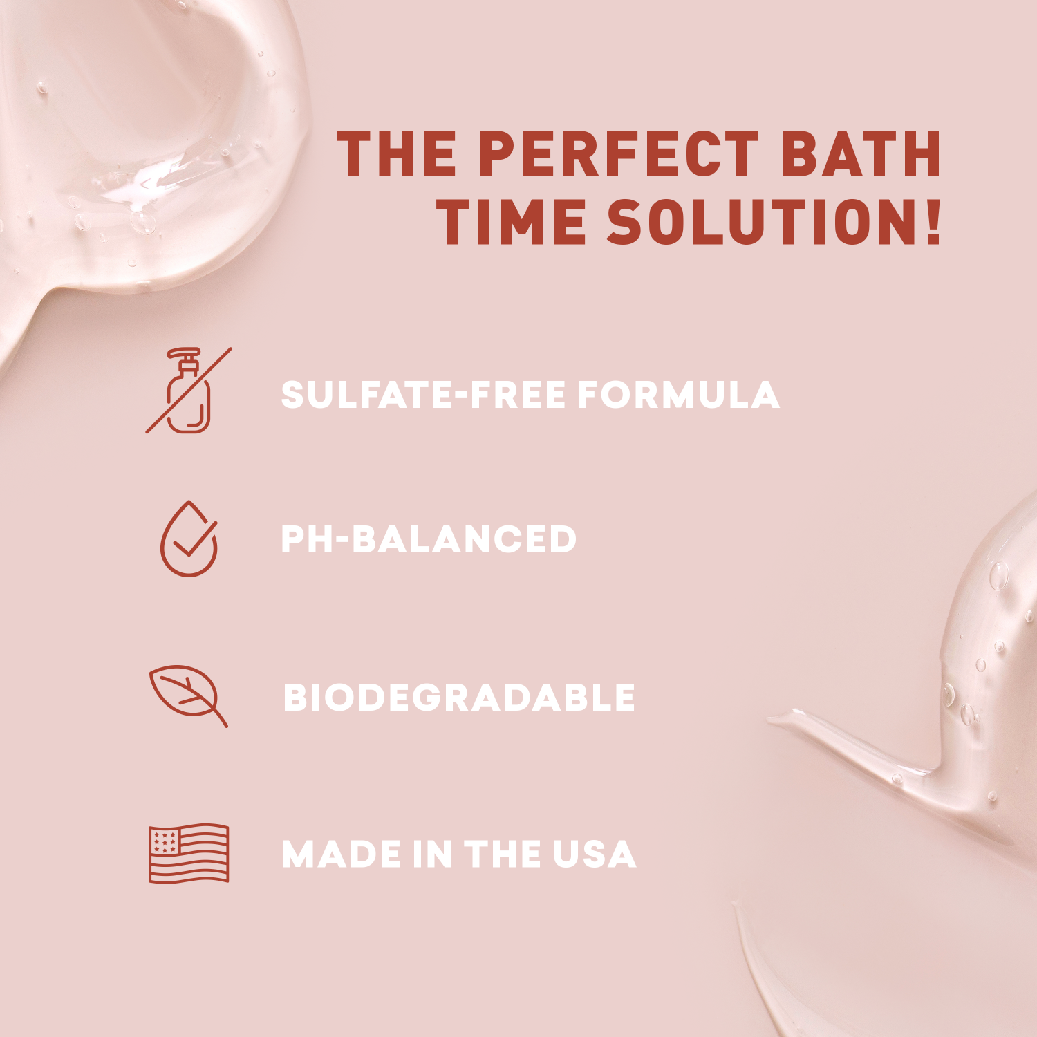 Product packaging with text highlighting features on a pink background