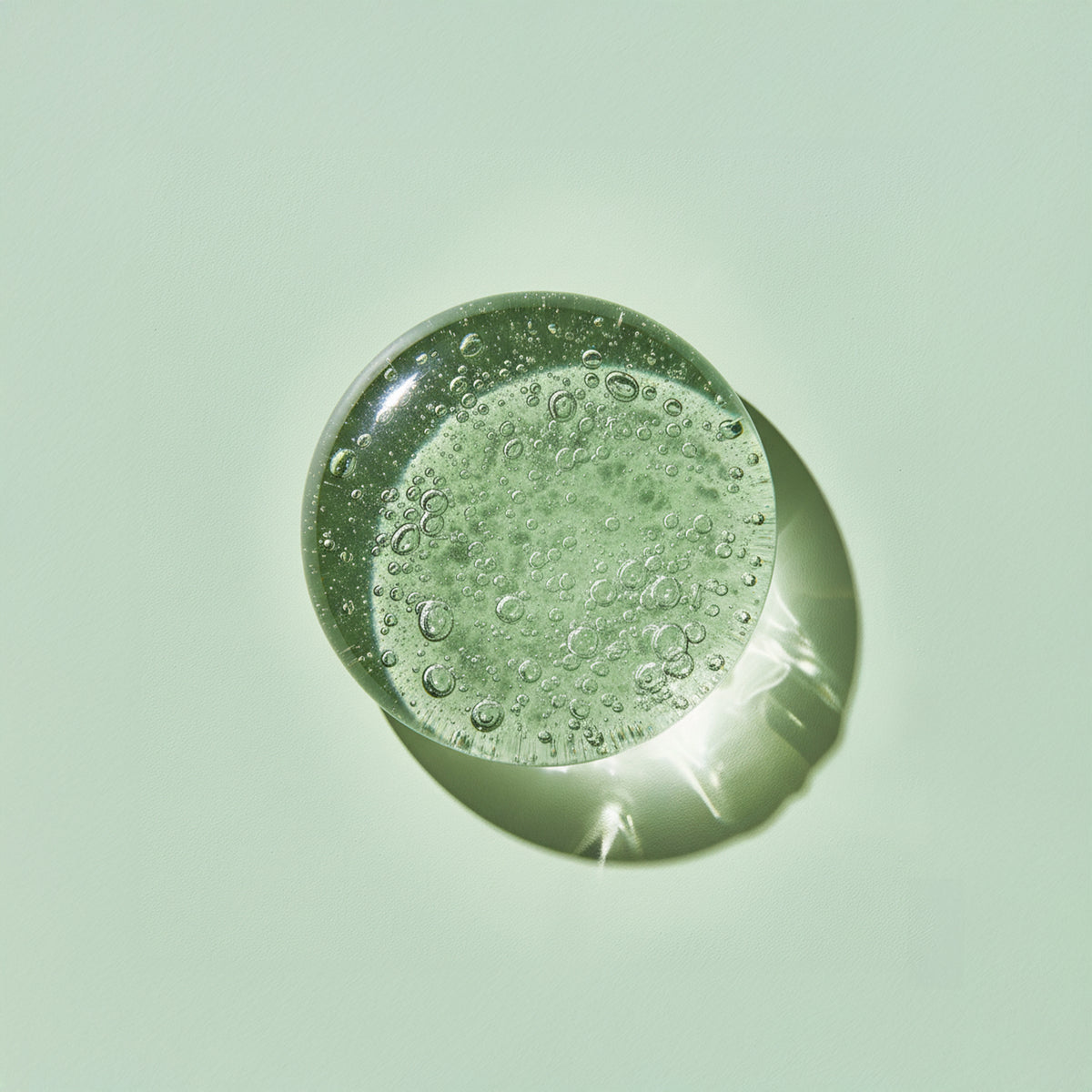 Clear bubble on a light green background
