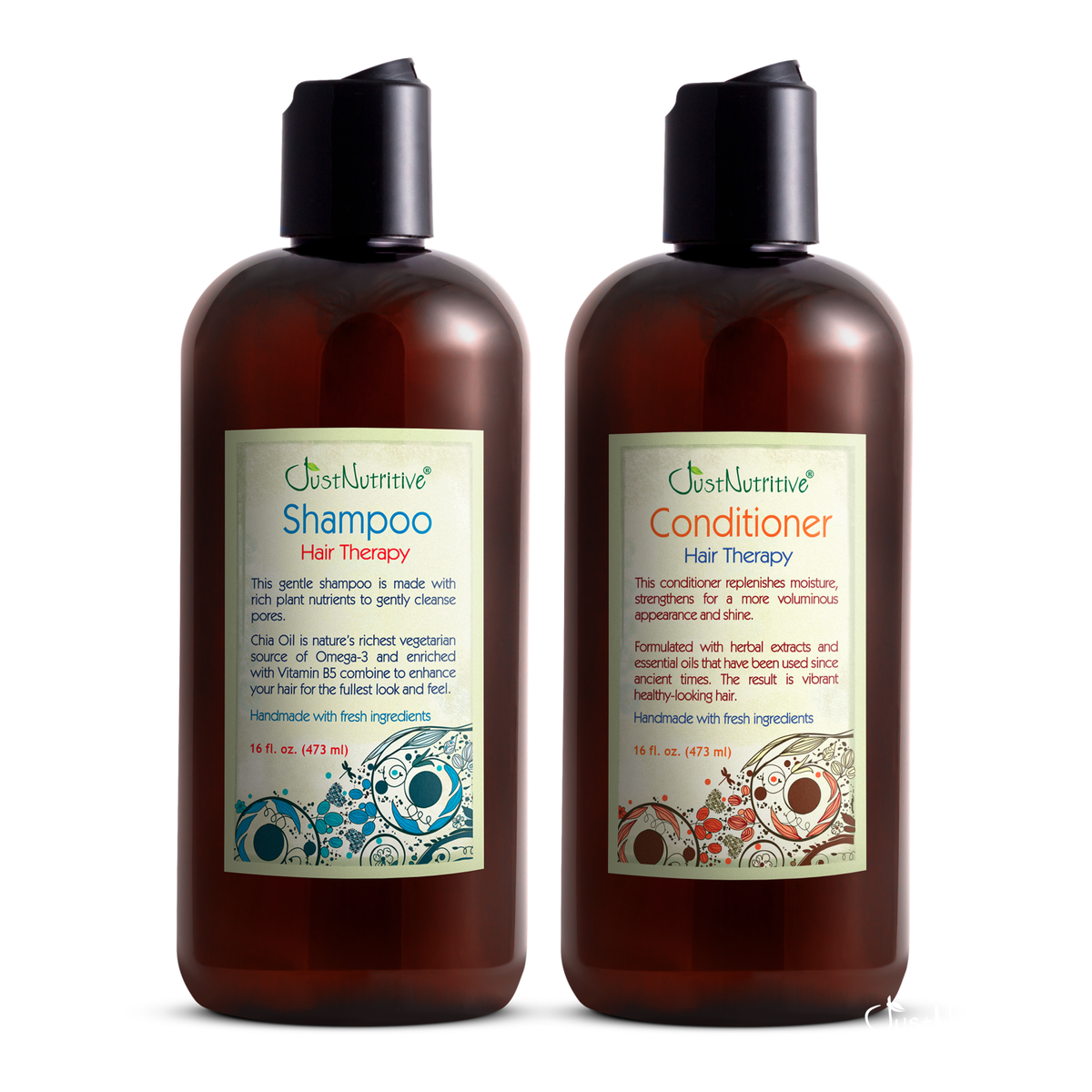 Two bottles of 'Best Nutrients' shampoo and conditioner on a white background