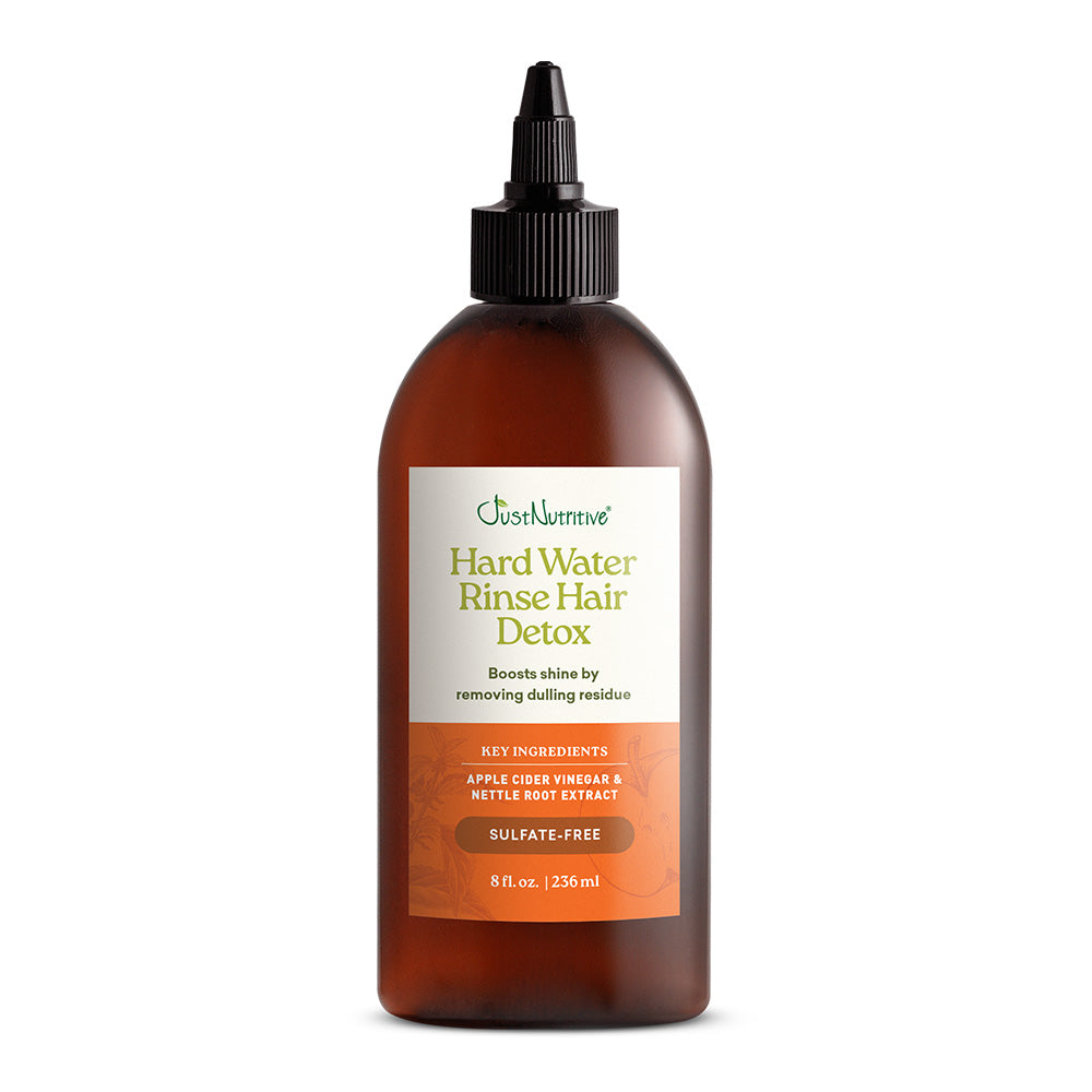 Hard Water Rinse Hair Detox for Gray Hair bottle with plant-based formula label