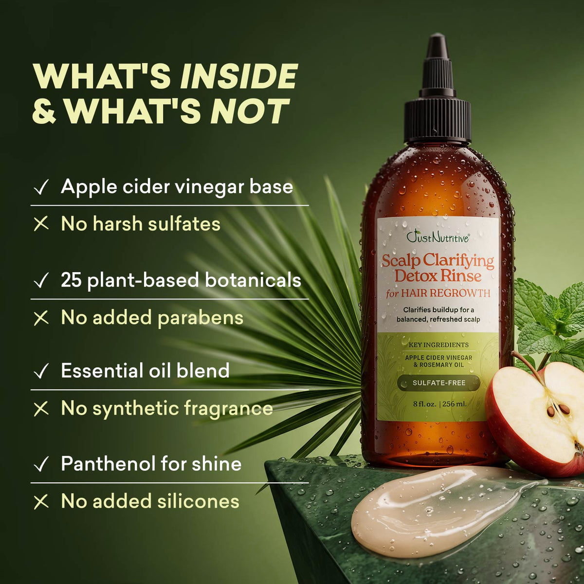 Ingredient comparison showing plant-based formula without harsh additives