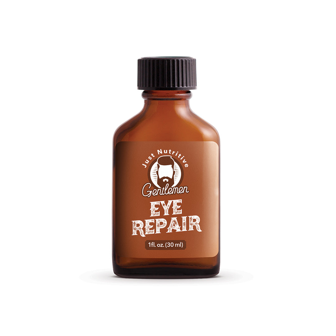 Brown bottle labeled 'Gentlemen Eye Repair' on a white background
