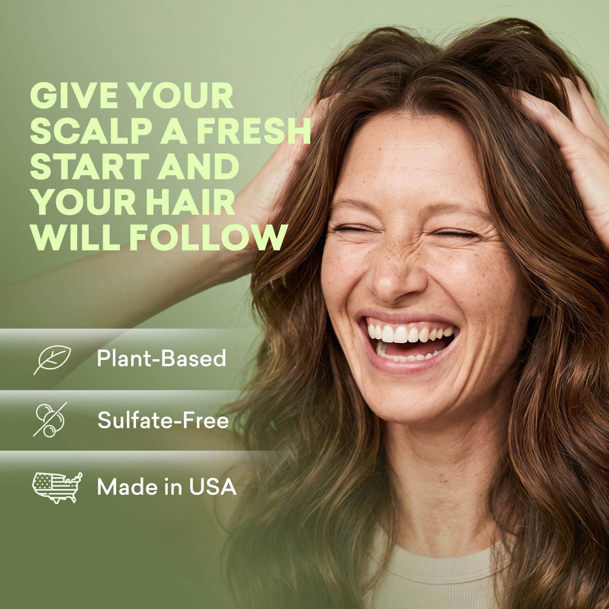 Scalp detox headline highlighting fuller-looking hair with formula badges
