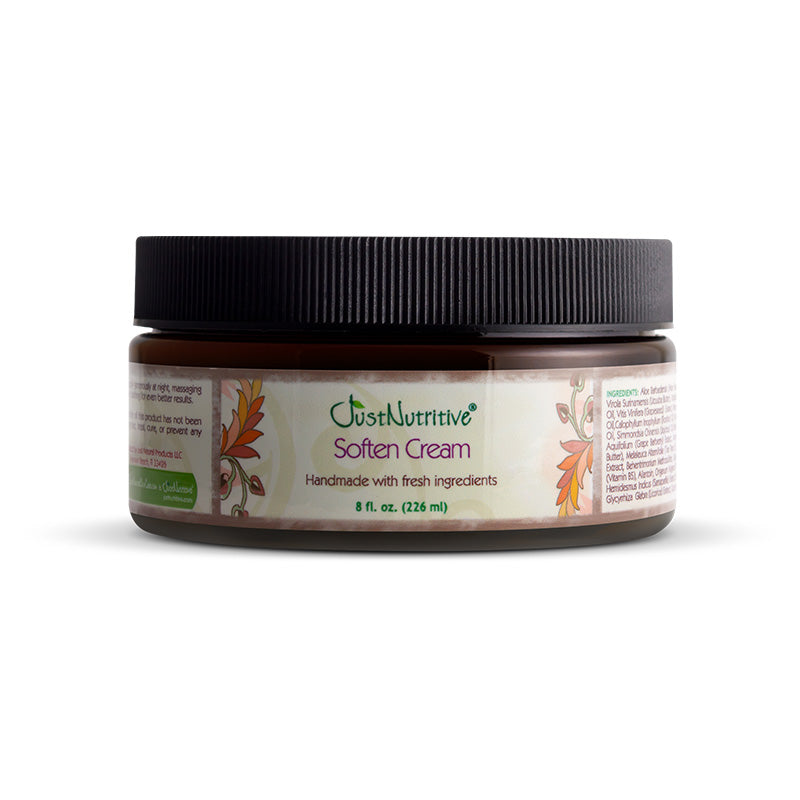 Jar of Just Nutritive Soften Cream on a white background