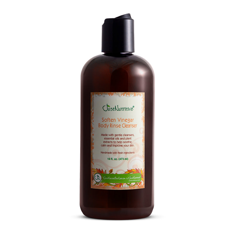 Bottle of Castorvine Soften Vinegar Body Rinse Cleanser on a white background